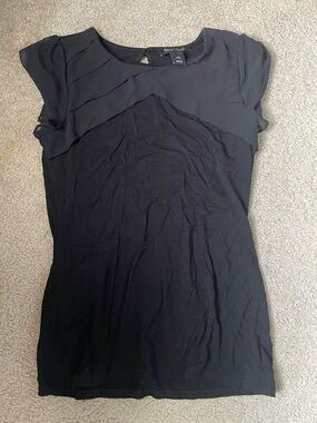 White House Black Market Black Sheer Panel Top XS (271)